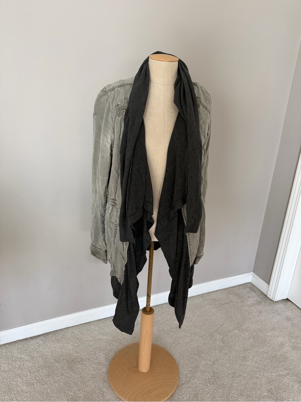 Anthropologie Hei Hei Draped Open-Front Jacket with Contrast Shawl